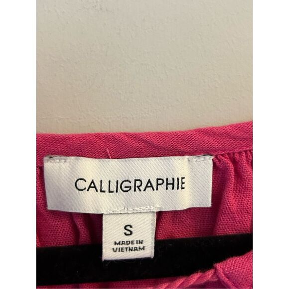 Calligraphie Linen Blend Boho Ruffle Sleeves Cardigan sz S can fit to L Festival - Picture 3 of 8